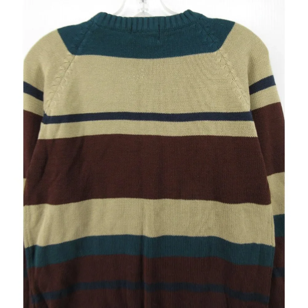 VINTAGE Wrangler Sweater Small Burgundy Pullover Striped Ribbed 80s *